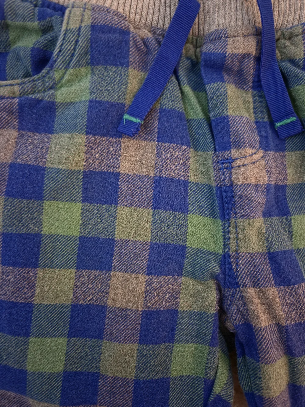 Baby Boden Blue & Green Plaid Pull-On  Jersey Lined Pants 3-4Y